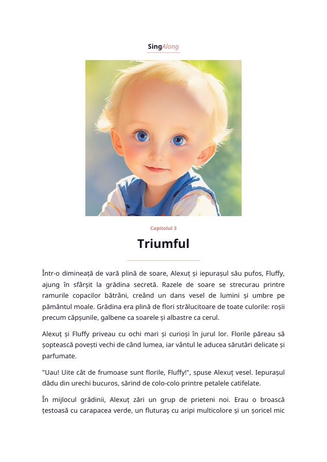 Capitolul 3, „Triumful”, cu altă ilustrație a aceluiași copil